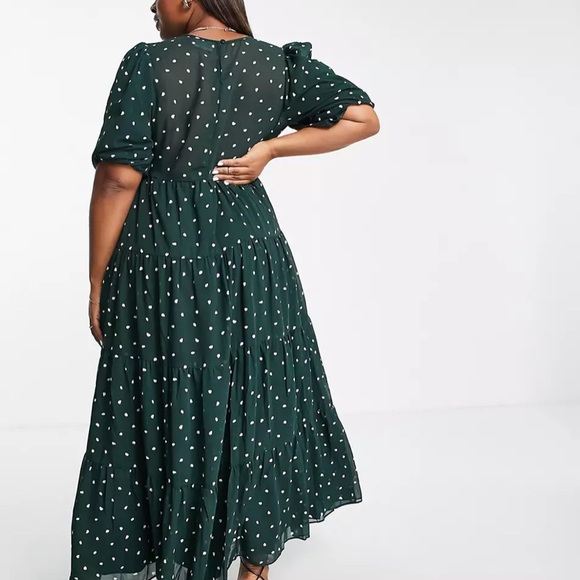 ASOS Design Shirred Tiered Polkadot Maxi Dress - Picture 4 of 8